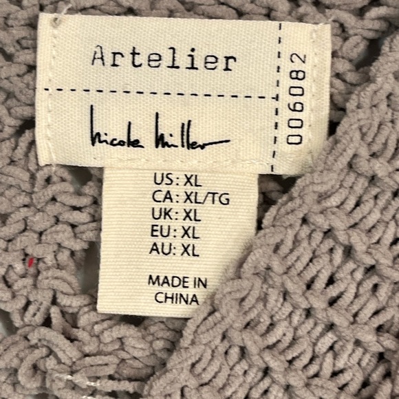 Artelier Nicole Miller chunky knit cardigan sweater size XL.  Grayish green - Picture 4 of 12